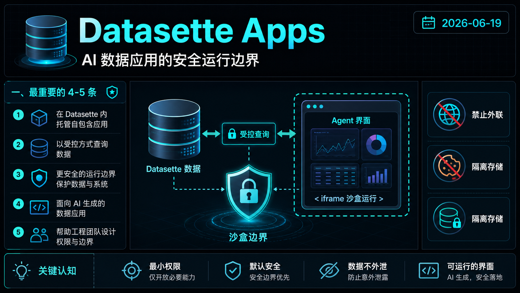 Datasette Apps：把 Claude Artifacts 式沙盒应用带进数据工具 的生图总结